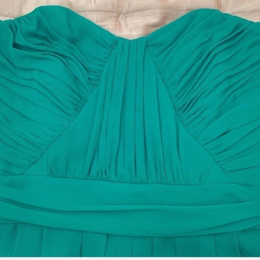 Badgley Mischka Green Teal Sweetheart Evening Gown - Picture 3 of 7